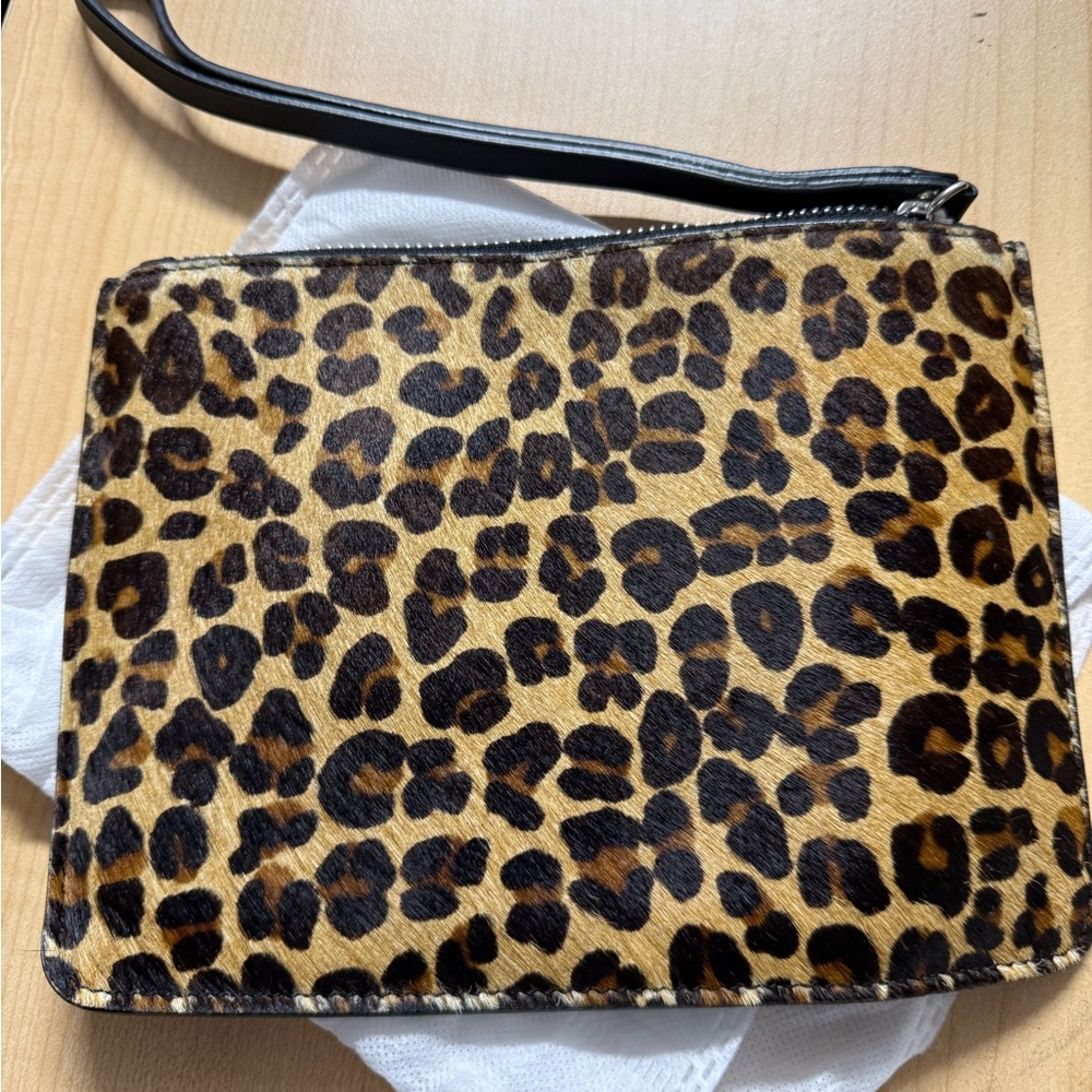 Punto Fibbia fine Italian black Leather Leopard Faux Fur